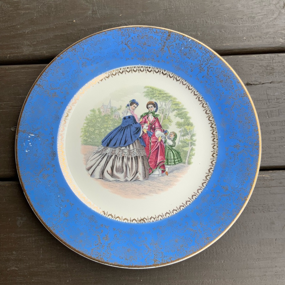 Vintage Century By Salem 23 Karat Gold Filigree 11” Victorian Women Plate USA - Picture 1 of 6